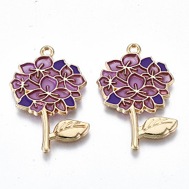 Transparent Epoxy Resin Pendants, with Eco-Friendly Alloy Findings and Enamel, Cadmium Free & Lead Free & Nickel Free, Flower