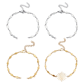 8 шт. 2 цвета 304 изготовление браслета из ромбовидной цепи из нержавеющей стали, с карабин-лобстерами 