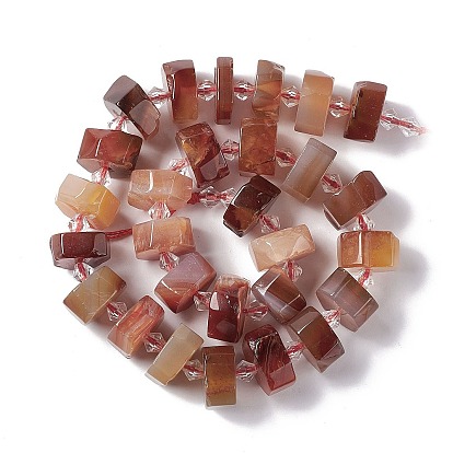 Natural Red Agate Beads Strands, Faceted, Flat Round