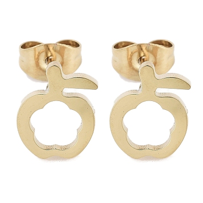 Вакуумное покрытие pvd 304 серьги-гвоздики из нержавеющей стали для женщин, яблоко с полым цветком