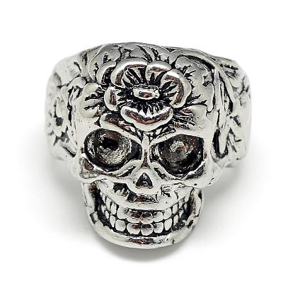 Alloy Finger Rings, Wide Band Rings, Chunky Rings, Sugar Skull, For Mexico Holiday Day of the Dead