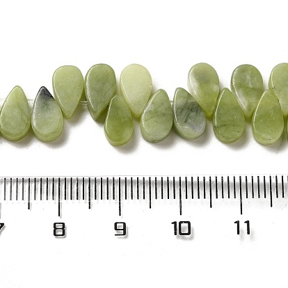 Natural Natural Xinyi Jade/Chinese Southern Jade Beads Strands, Teardrop, Top Drilled