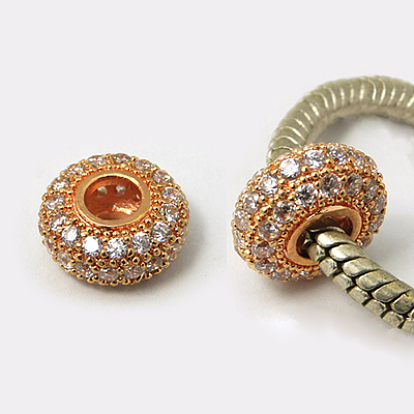 Латунные шарики циркония кубической, рондель, 10.3x5 мм, отверстие : 3.5 мм