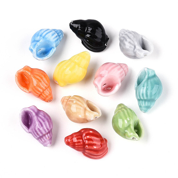 Ручной печатный шарики фарфора, форма раковины, яркие глазированный фарфор