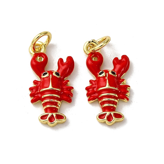 Латунные микро проложить кубического циркония подвески, с эмалью, омары-талисманы, реальный 18 k позолоченный, с целью перехода в кольце