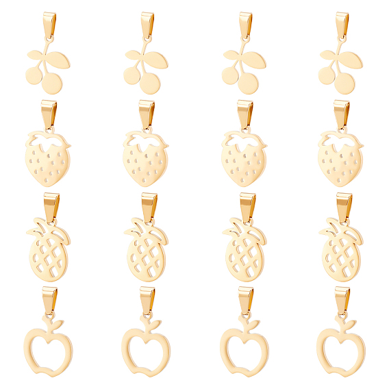 16Pcs 4 Style 304 Stainless Steel Pendants, Mixed Shape
