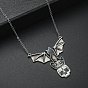 Gothic Alloy Skull with Bat Pendant Necklace, Halloween Jewelry for Men Women