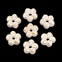 ABS Plastic Imitation Pearl Beads, Golden Metal Enlaced, Flower