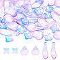 48Pcs 3 Style Handmade Luminous Top Drilled Gold Sand Lampwork Beads, Petaline