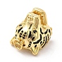 Brass Micro Pave Clear Cubic Zirconia Pendants, with Jump Ring and Enamel, Tiger Head Charm