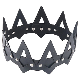 PU Imitation Leather Crown Headbands, Alloy Finding, for Wedding, Birthday Party Decorations Supplies
