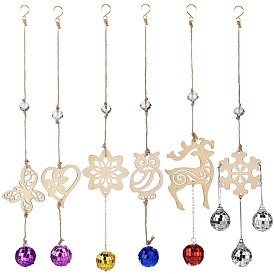 Glass Pendant Decorations, Home Hanging Decorations, with Wooden Charm