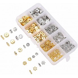 SUNNYCLUE Tibetan Style Alloy Spacer Beads, Mixed Shapes, with Bead Container