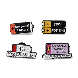 Alloy Brooches, Enamel Pins for Clothes Backpack, Battery Shape