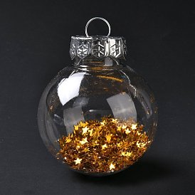 Christmas Themed Pendant Decorations, Plastic Ball with Aluminum Findings, for Christmas Tree Ornament