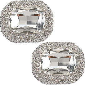 2шт. зажимы для обуви из сплава, украшение обуви стразами, прямоугольные