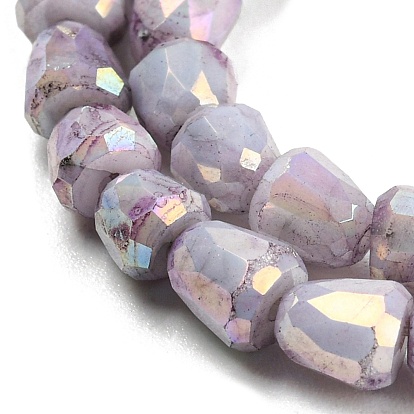 Electroplate Glass Beads Strand, AB Color Plated, Imitation Jade, Faceted, Bell