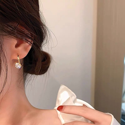 Glass Earrings for Women, with Alloy Findings and 925 Sterling Silver Pins
