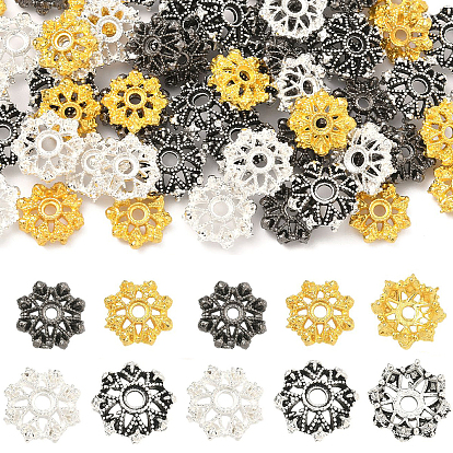 60pcs 4 couleurs capuchons de perles en alliage, fleur