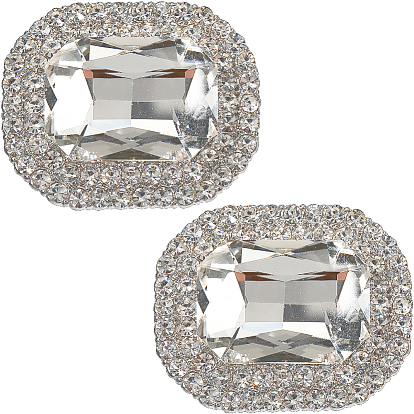 2шт. зажимы для обуви из сплава, украшение обуви стразами, прямоугольные