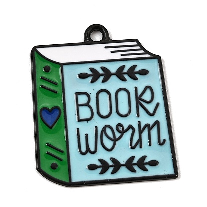 Alloy Enamel Pendants, Book with Word Charms