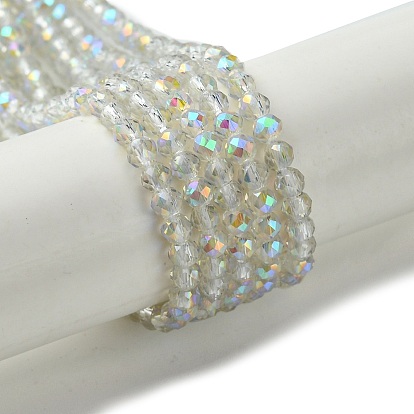 Electroplated Glass Beads Strands, Faceted, Full Plated, Round