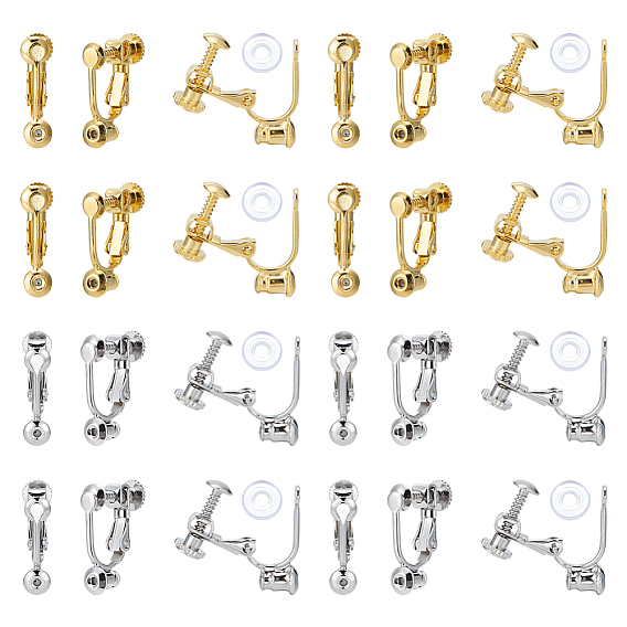 20 шт. 2 цвета детали клипс из латуни, 20Силиконовый зажим на подушечках сережек