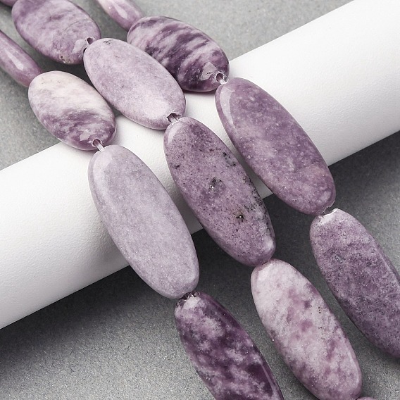 Натуральный лепидолит / пурпурный слюдяный камень бисер пряди, Плоско-овальные