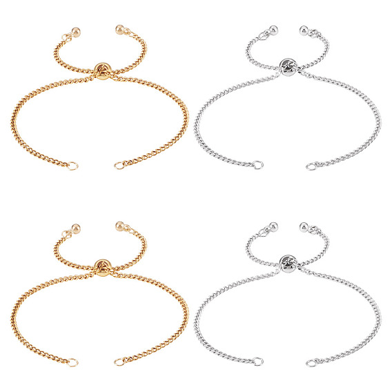 4 pièces 2 couleurs 2.5 mm 304 fabrication de bracelets à maillons coulissants en acier inoxydable, avec des breloques en plastique ccb et des perles en laiton