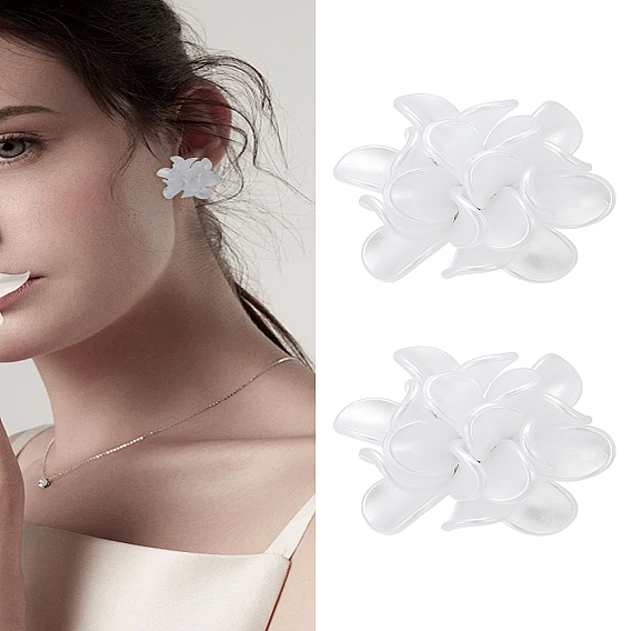 1Pair Flower Acrylic Stud Earrings