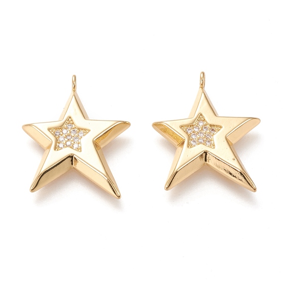 Латунные микропаве прозрачные подвески с фианитом, долговечный, звезда, прозрачные