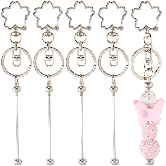 10шт. застежки для брелков из сплава, 10Брелок с железным стержнем и бисером, платина