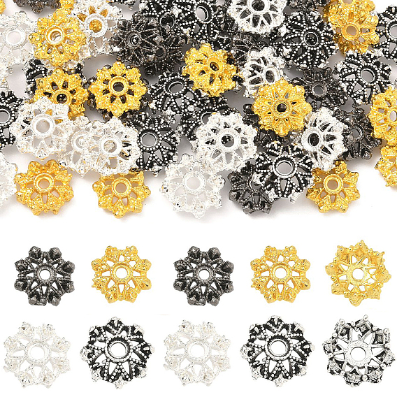 60Pcs 4 Colors Alloy Bead Caps, Flower
