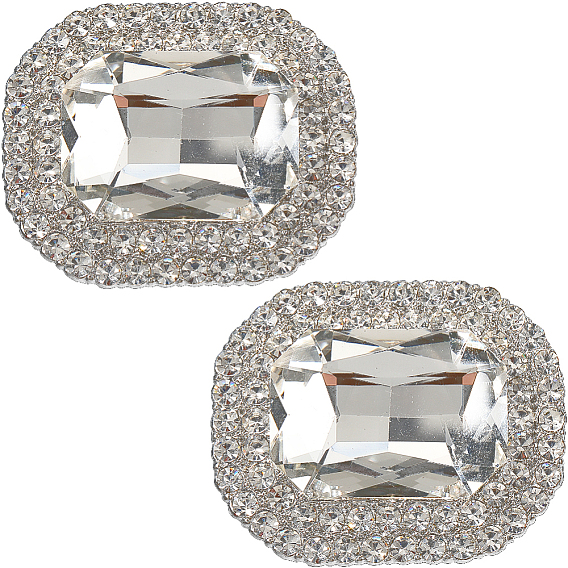 2шт. зажимы для обуви из сплава, украшение обуви стразами, прямоугольные