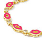 Bracelets en laiton micro pavé de zircone cubique, bracelet de chaîne de lien de lèvre de style d'émail pour des femmes, avec rallonge de chaîne et fermoir mousqueton