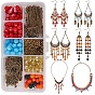 SUNNYCLUE DIY Earring Making, with Glass Beads, Alloy Chandelier Component, Tibetan Style Alloy Pendants, Brass Crimp Beads and Jump Rings, Iron Cable Chains