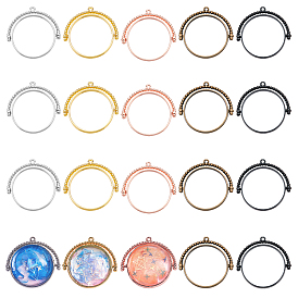 20Pcs 5 Colors Alloy Open Back Bezel Pendants, Rotating Pendants, for DIY UV Resin, Epoxy Resin, Pressed Flower Jewelry, Ring