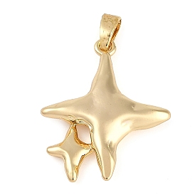 Rack Plating Brass Pendants, Lead Free & Cadmium Free,  Star Charms, with Jump Ring