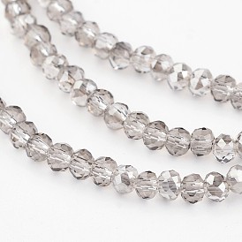 Гальванические стеклянные бусины, гальваническое покрытие, граненые, рондель