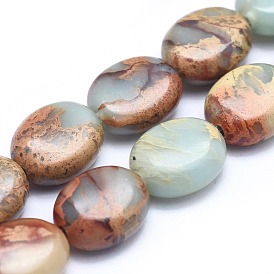 Natural Aqua Terra Jasper Beads Strands, Oval