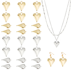 24Pcs 2 Colors Alloy Pendants, Heart