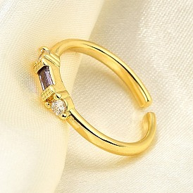 Манжеты из латуни с микро паве кубический цирконий для женщин, без кадмия, без никеля и без свинца, прямоугольник и плоский круглый