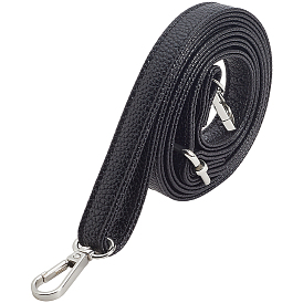 1 плоские черные ремни для сумки из искусственной кожи, Сплав с застежками