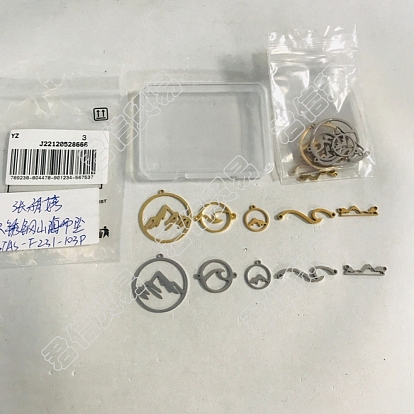 DIY Schmuckherstellung Finding Kit, einschließlich 201 Edelstahl-Anhänger und Verbindungs-Charms, 304 Edelstahl Anhänger, Berg & Welle & Ring