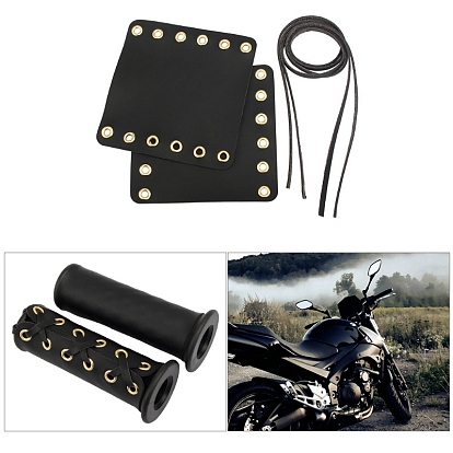 Imitation Leather Motorcycle Handlebars Cover, with Rope, Motorcycle Decoration