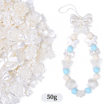 50г акриловые перламутровые блестящие бусины, разнообразные