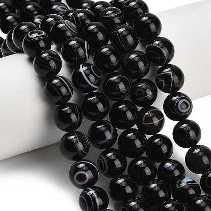 Натуральный черный агат бисер нитей, глазные агатовые бусины, гладкий круглый, окрашенная и подогревом
