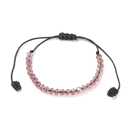 Pulsera de cuentas trenzadas de vidrio transparente, pulsera ajustable para mujer