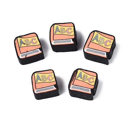 Back to School Handmade Polymer Clay Beads, Book & Letter ABC