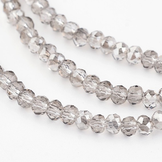 Гальванические стеклянные бусины, гальваническое покрытие, граненые, рондель